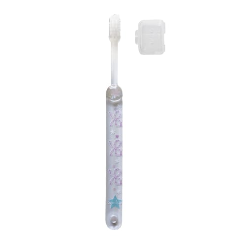 Children's toothbrush (with cap) and heat-resistant cup set with flower ribbon pattern