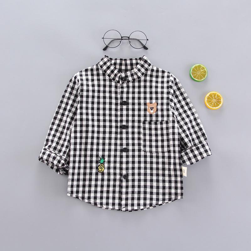 Chemise à carreaux à manches longues boutonnée pour enfants, garçons et filles, printemps, automne