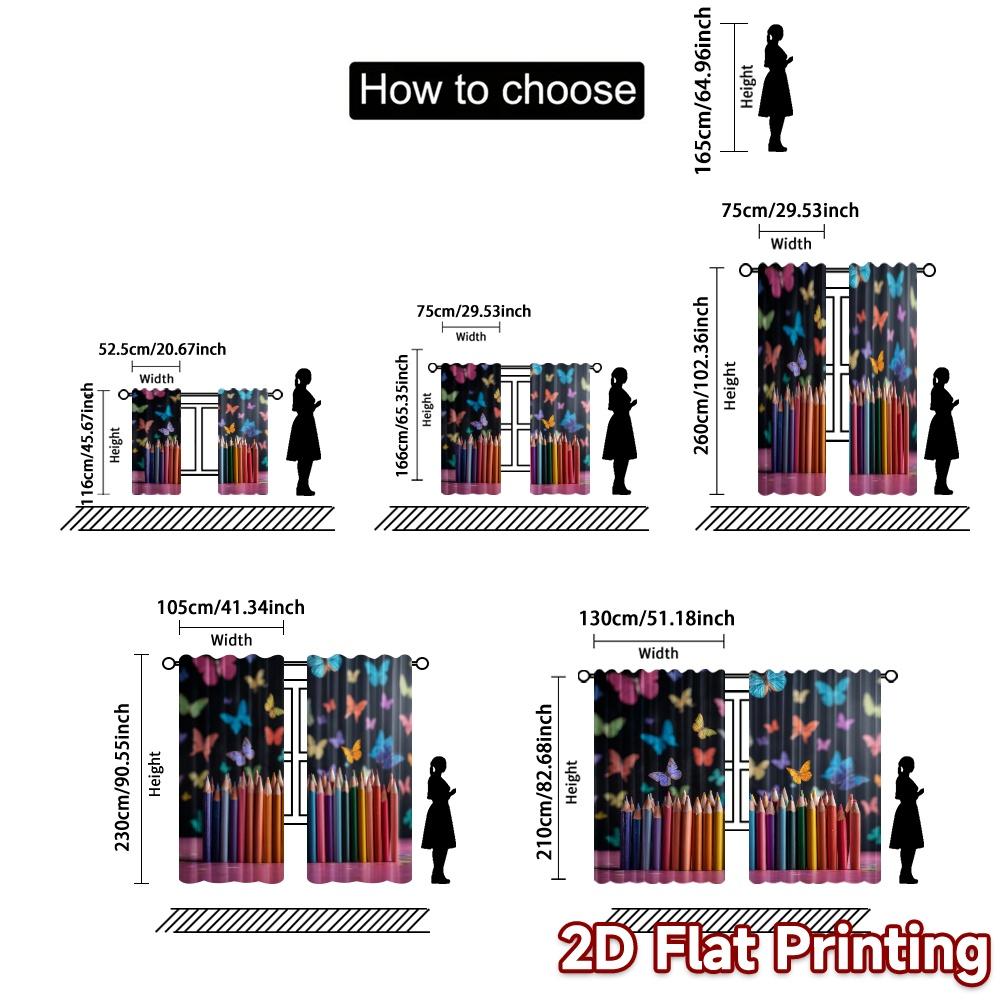 Modern Flat Printing Curtains Without Rod Rainbowpencils Curtain Versatile Fabric All Seasons Use Set Of 2 Made Polyester