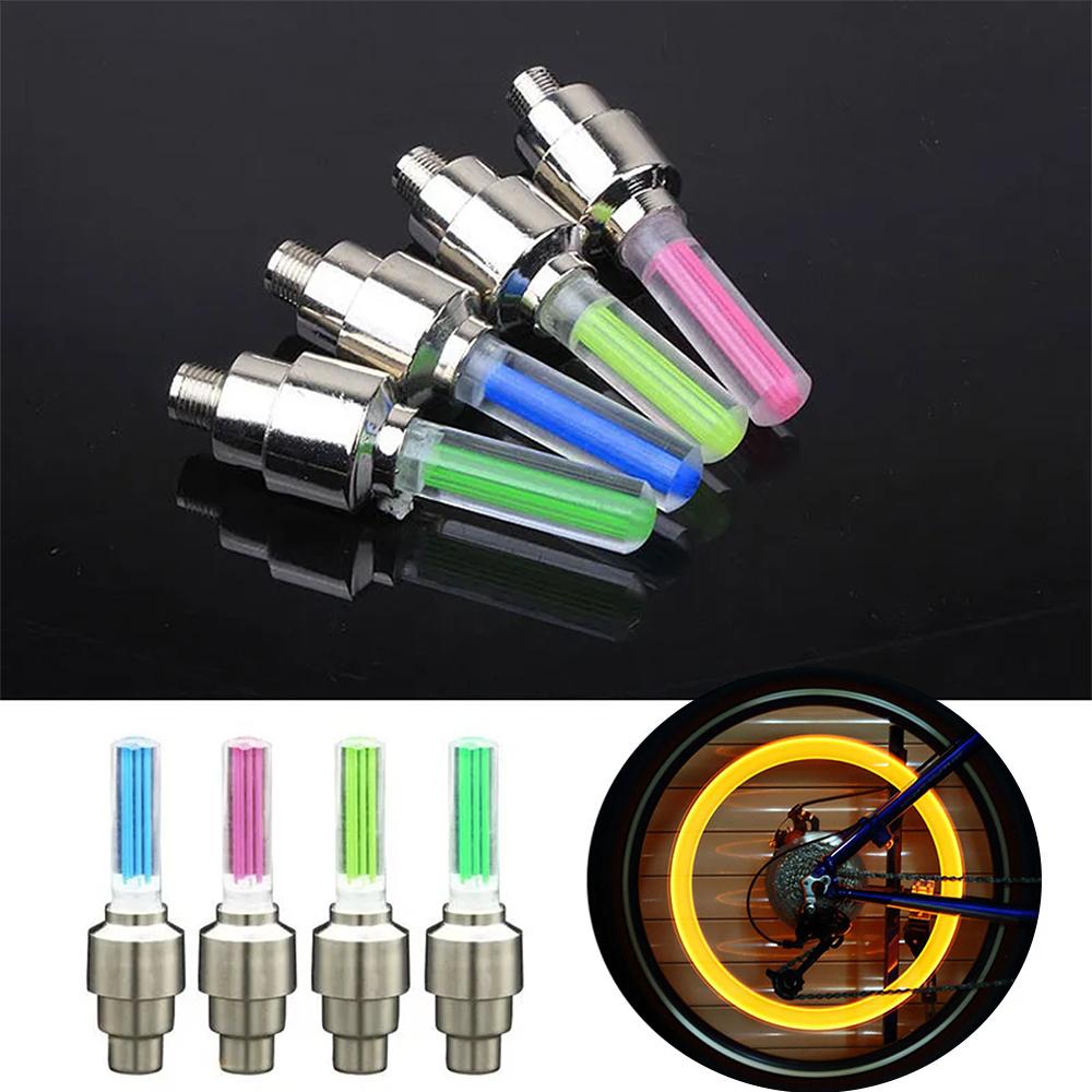 Bicycle Tire Valve Light Bike Wheel Spoke Flashlight Night Cycling Safety Luminous Tyre Valve Caps Car Motorcycles Accessories
