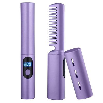 2-in-1-Haarglätter mit heißem Kamm, tragbarer Mini-Haarglätter mit USB-Aufladung, schnelles Aufheizen, Haar-Styling-Tools