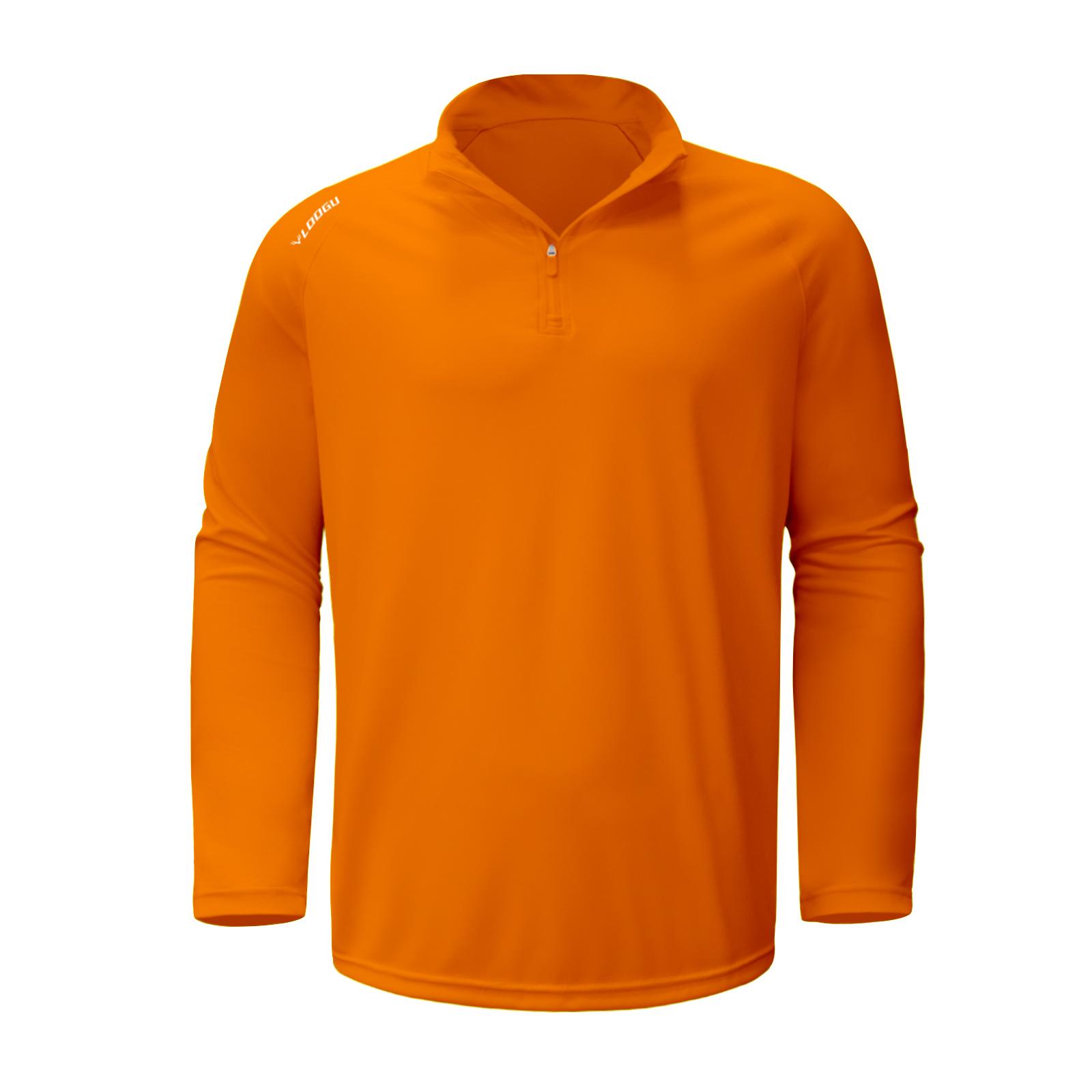 

Однотонная быстросохнущая спортивная футболка с длинным рукавом - Легкий эластичный топ на молнии до половины для бега (Весна осень). XXXL