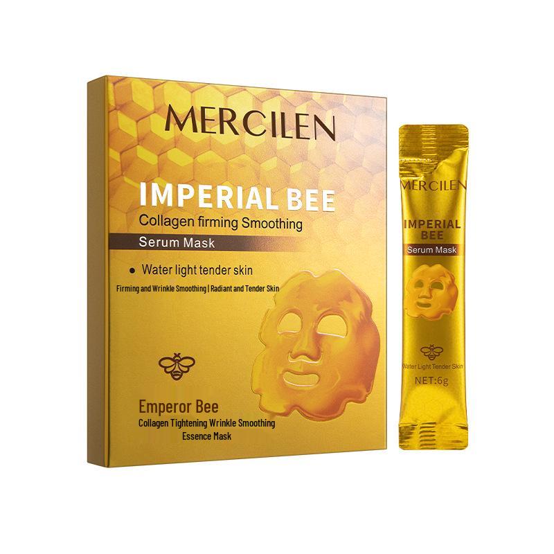 Mengxi Lan Kaiserliche Bienen Propolis Kollagen Straffende Anti-Falten Goldmaske zur Hydratisierung, Feuchtigkeitspflege und Aufhellung des Hauttons. 6g*10 sachets/box beige