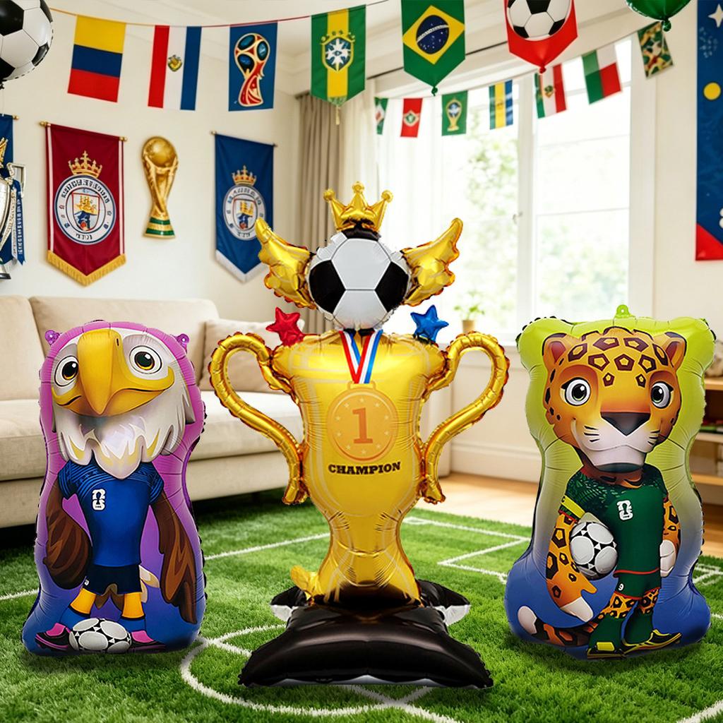 2026 USA Mexico Canada World Cup Soccer Ball Foil Balloon with Stand Decoration Game Cheer Prop
