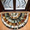 Half Round Natural Pebble Stone Doormat 3D Illusion Anti-Slip Waterproof Entrance Rug Front Door Indoor Outdoor Floor Mat