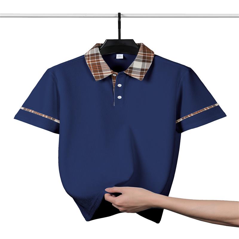 2026 Summer New Splicing Design Men's Business Casual Short Sleeve Polo Shirt Breathable and Versatile