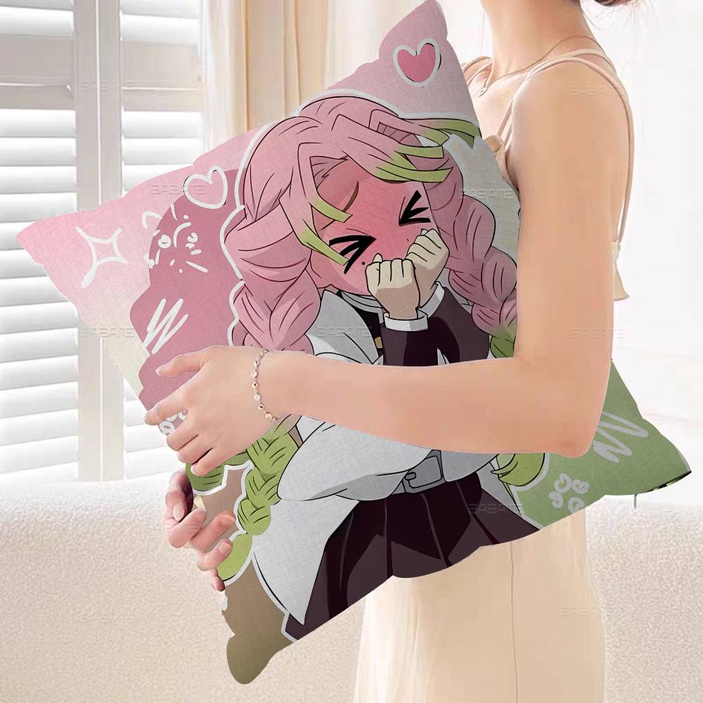 Anime Character Mitsuri Kanroji Pillow Cushion Cover Pillowcase Living Room Sofa Home Decor Customized