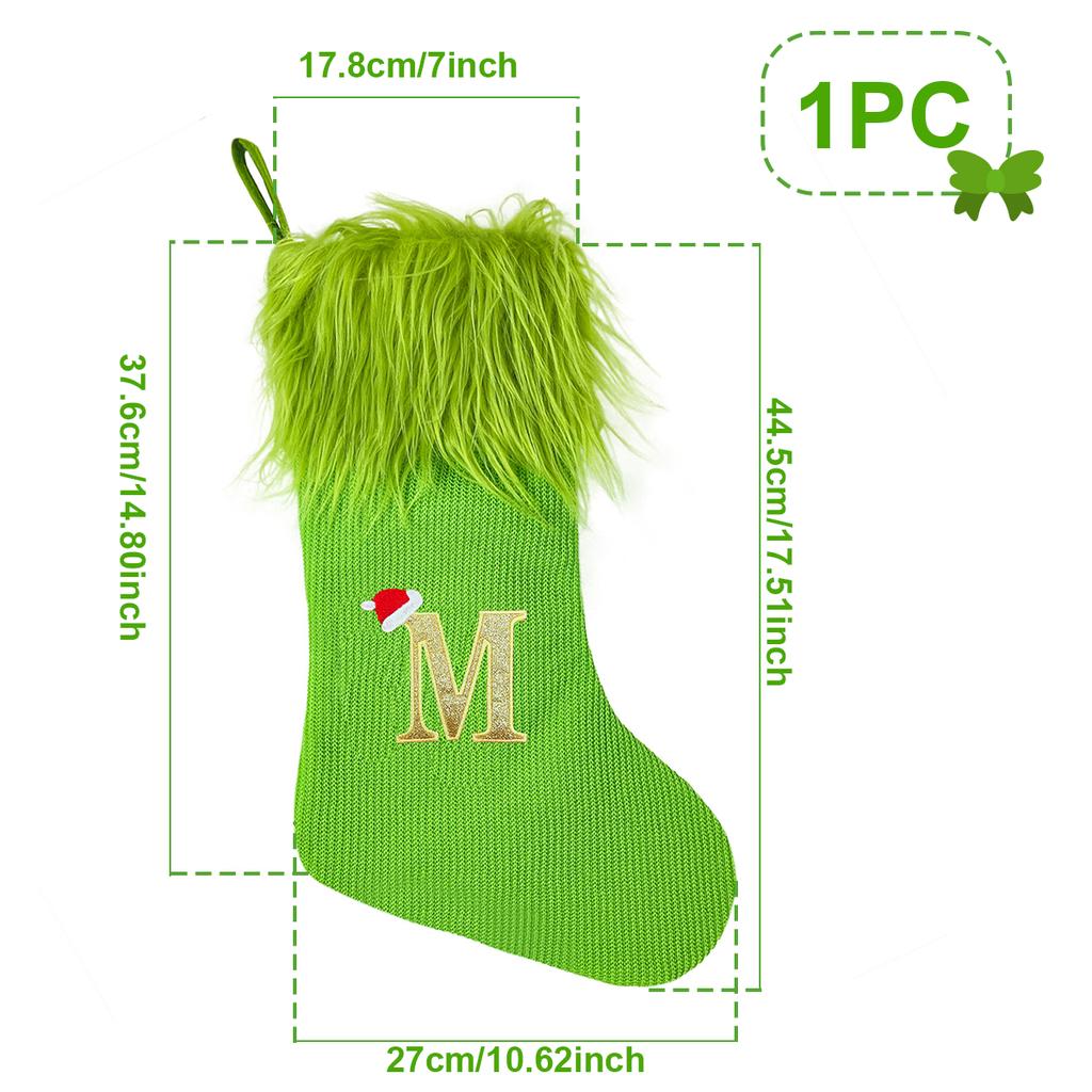 Christmas Green Knitting Stocking Merry Christmas Decor For Home 2025 Xmas Ornaments Decor Navidad Noel Kerst New Year Gift 2025