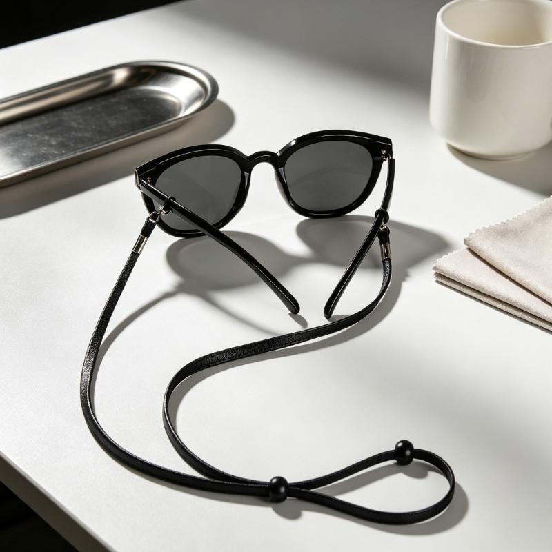 Glasses Holder Cord with Two Temple Sleeves and Sliding Length Adjusters, Adjustable Neck Cord for Keeping Eyeglasses Nearby