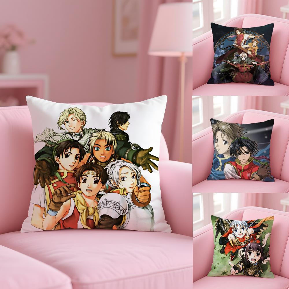 Anime G-Genso S-Suikoden Cushion Cover Soft Short Plush Double-Sided Printing Home Decor Machine Washable Pillow Case Gift
