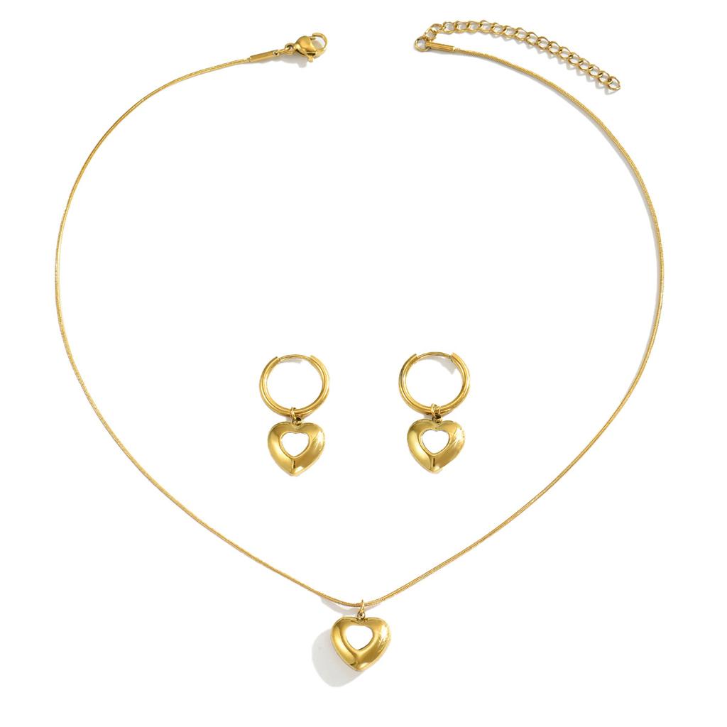 Wind Lady Earrings Necklace Set Niche Love 18k Electroplating Design Long Pendant Chain Women