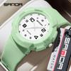 Sanda Trendy Design Soft Student Watch TPU Strap 50M Depth Waterproof Quartz Movement Children Fashion Sports Wrist Watch