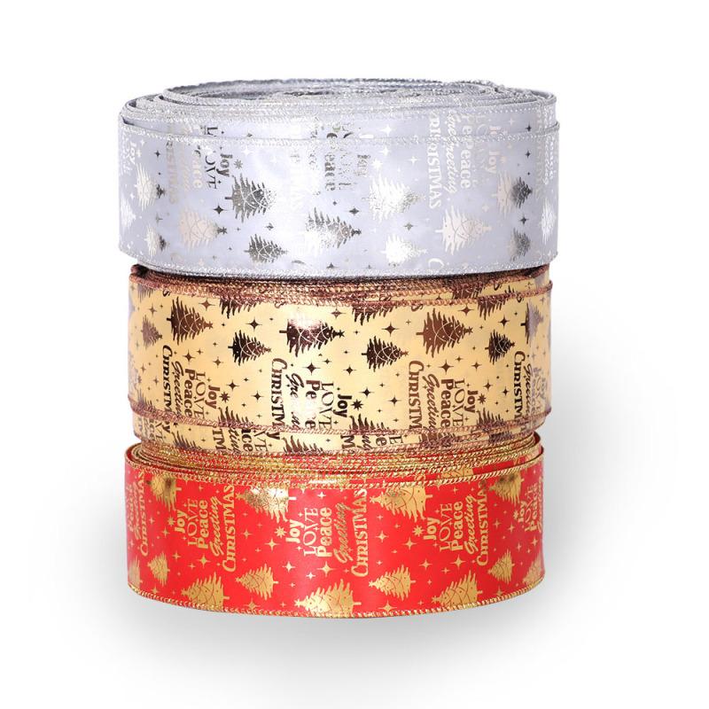 6.3CM Christmas Tree Ribbon Hanging Letter Print Christmas Ribbon Christmas Decoration Supplies