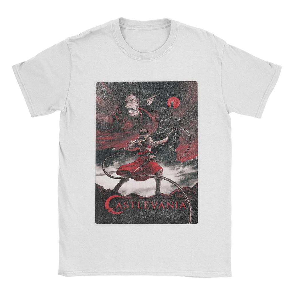 Vintage Castlevania Character Panels TShirts Men Round Collar Pure Cotton T Shirts  Short Sleeve Tees Plus Size Tops