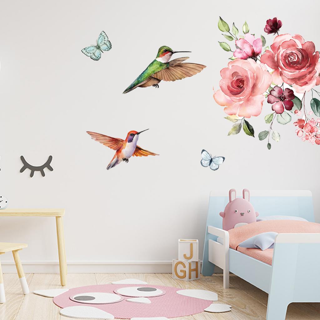 Butterfly Hummingbird Window Stickers for Bedroom Home Decor Glass Film Decals Translucent Privacy Window Cling Romantic Nature Theme