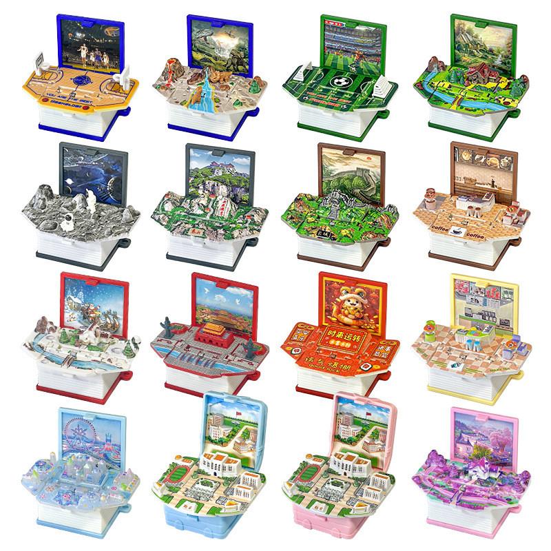 3d Pop Up Puzzle Book Keychain With Fortress Scene For Stress Relief And Creative Gift