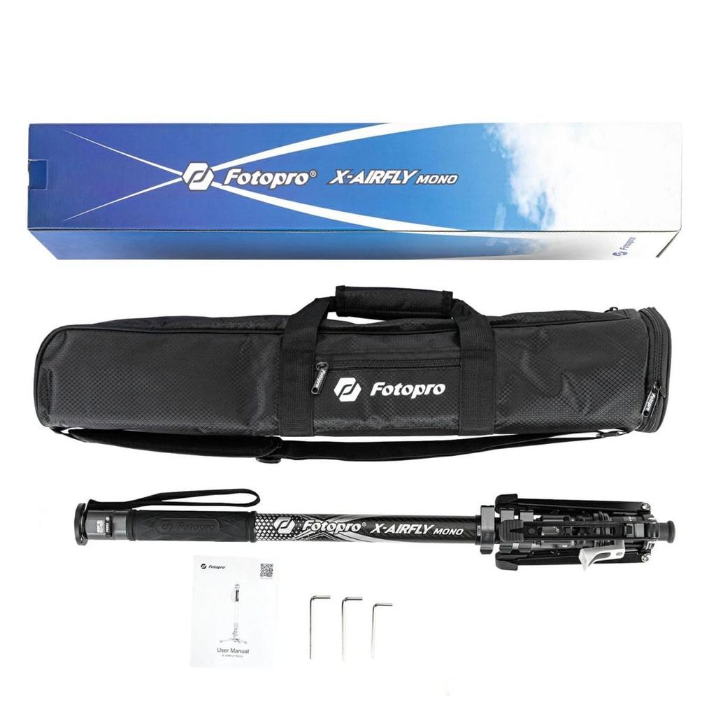 FOTOPRO carbon fiber monopod with quick and capability MONO GY 828903 3-way self-standing quick-lock pedal, release, low-angle X-AIRFLY