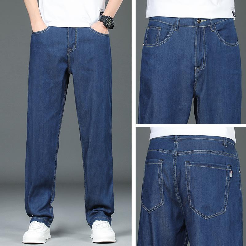 Tencel Denim Trousers For Men In Summer, Light And Loose, Straight, High-end, Soft, Trendy And Cool, Versatile Wide Legs