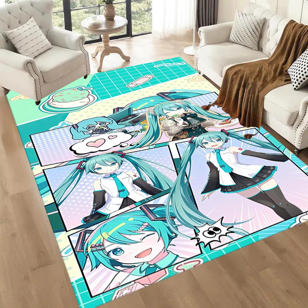 Hatsune Miku On The Moon Square rugs are a great choice for living rooms, bedrooms, home décor, and as gifts.