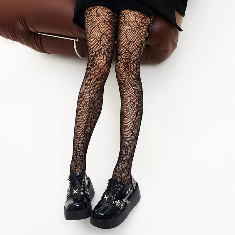 Women Fishnet Thigh High Stockings Waist Tights Sexy Hollow Out Goth Fishnet Leggings Pantyhose For Halloween Party