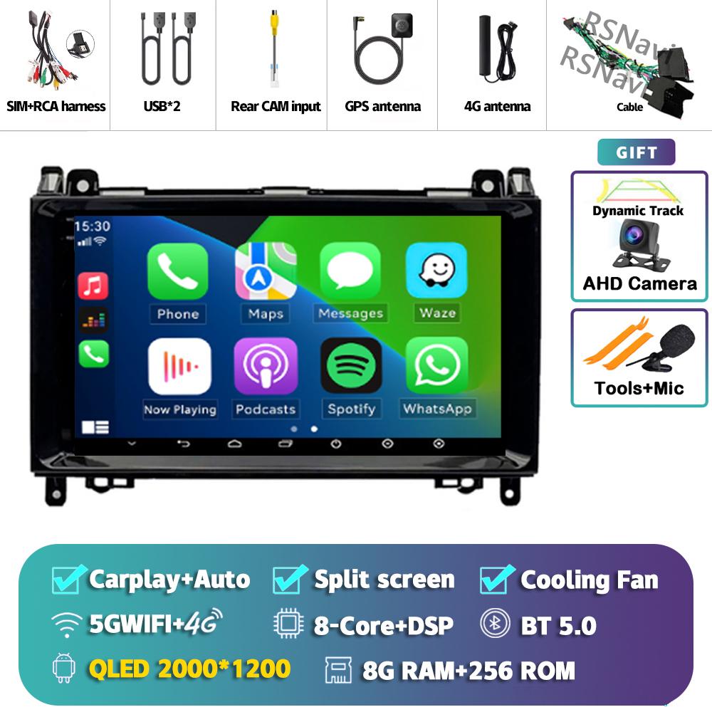 Android 14 Carplay Auto For Benz B200 Car Radio 4G+WIFI Player Multimedia Stereo 360 Camera Navigation Video Head Unit AI Voice