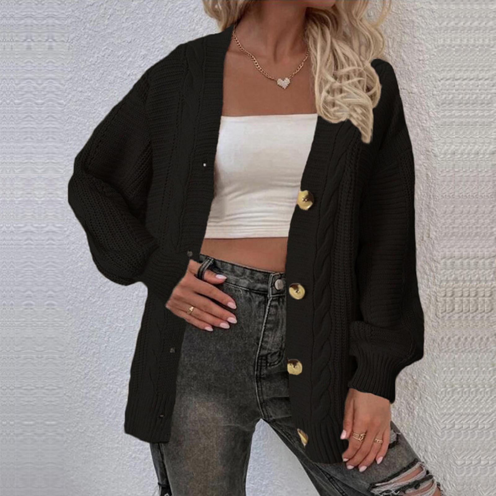 

Женский повседневный вязаный свободный массивный свитер с открытым передом, кардиган, пальто с длинными рукавами, верхняя одежда XL чёрный