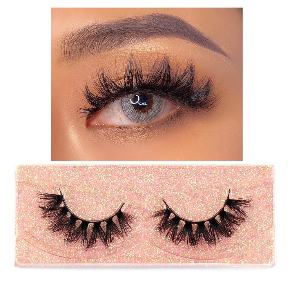 FOXESJI Wimpern 3D Nerz Falsche Wimpern Flauschig Weich Natürlicher Streifen Nerz Wimpern Verlängerung Volumen Fake Wimpern Dicke Wimpern