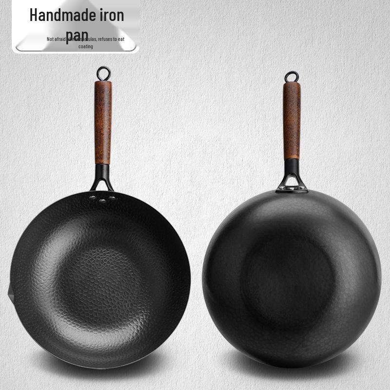 Hand-Forged Cast Iron Non-Stick Wok for Gas & Induction Stoves, Medium-High, No Coating