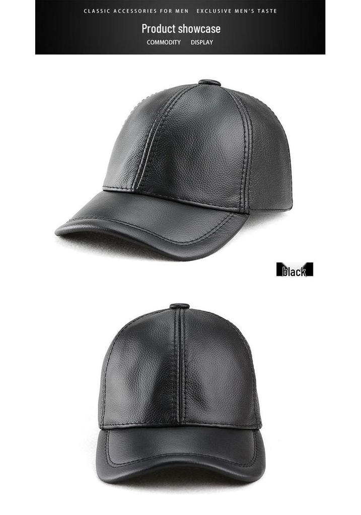 Men's and Women's Leather Baseball Cap - Autumn/Winter Korean Style