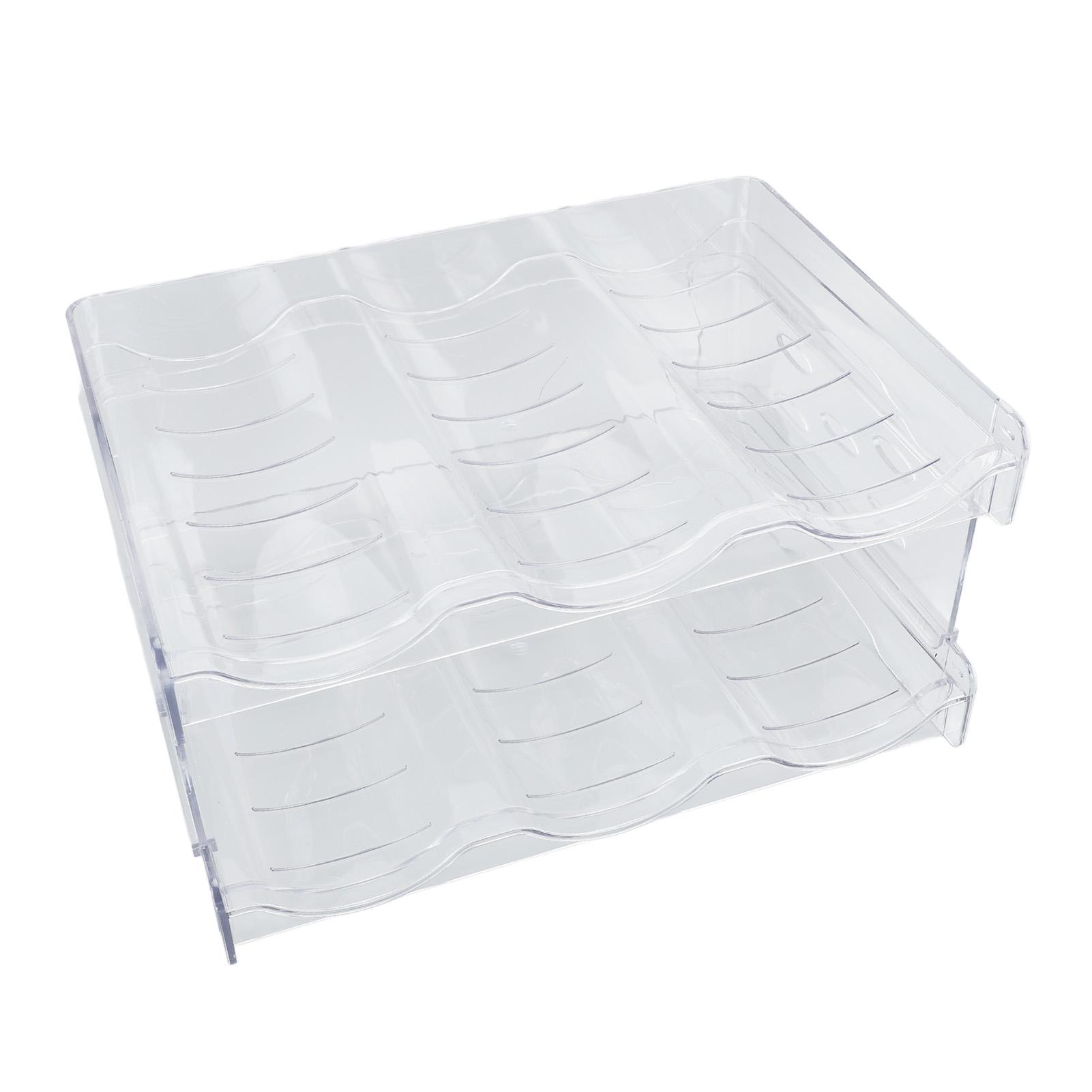 Stackable Water Bottle   Double Layer Transparent Plastic Desktop Cup Storage Rack for Kitchen Cabinet white