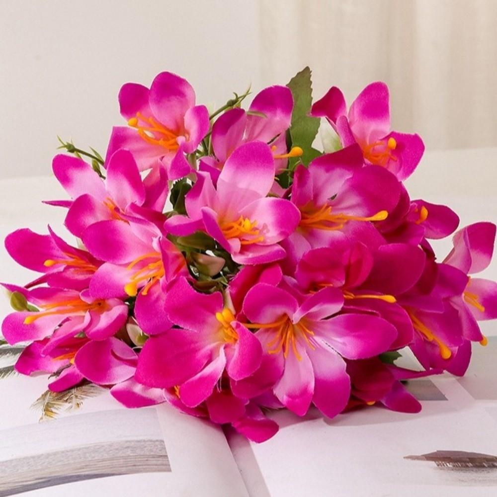 New 10 Heads Artificial Lily Wedding Decoration Bouquet 5-forked Fake Lily Home Decorative Daffodil Orchid