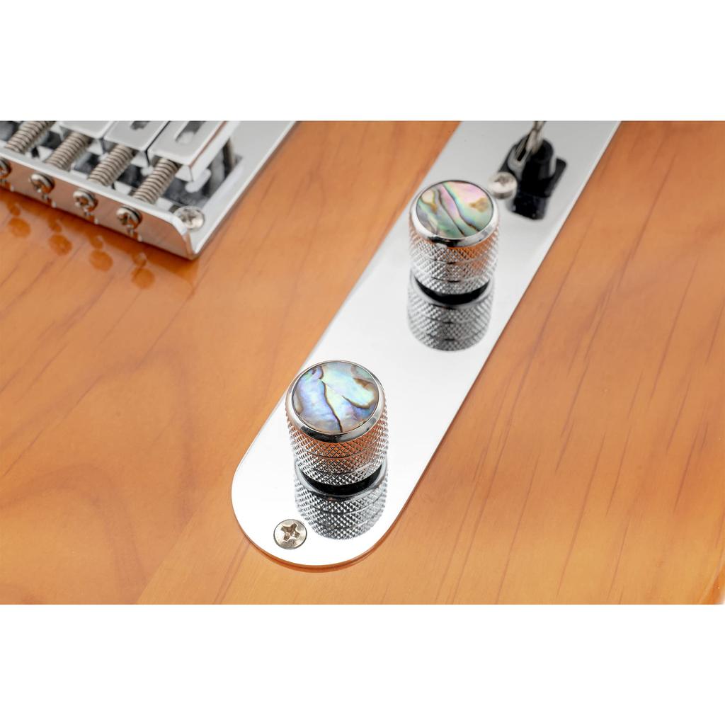 Musiclily Pro Metric Abalone Top Dome Metal Knobs for Telecaster Electric Guitars/Bass, Chrome (Set of 2)