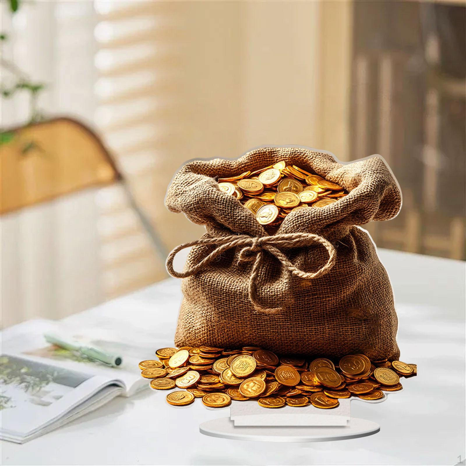 

2D Money Bag Decoration Decorative Sign Holiday Flat Desktop Ornament Feng Shui Acrylic Decor for