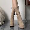 Women's Summer New Small Size Thick Heel High Heel Boots Thick Bottom Mid-tube Knight Boots