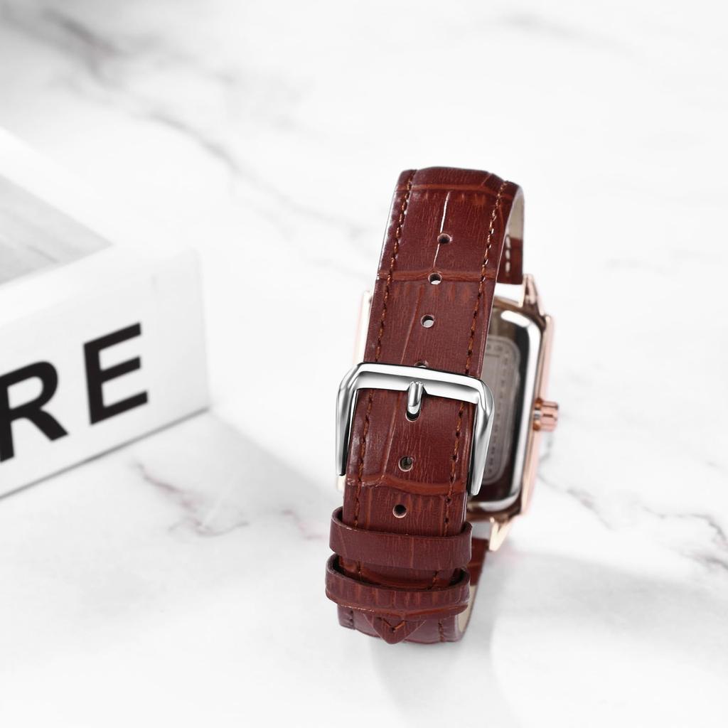 Square Watch with 3ATM Water Roman PU Leather Quartz Casual and Business Simple and Stylish Fashion Accessory Perfect Gift for and Day Men's Calendar,