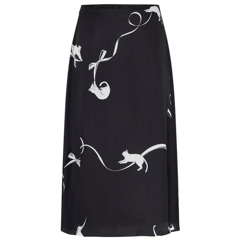 

MO&Co. Kitten Print A-Line Skirt M