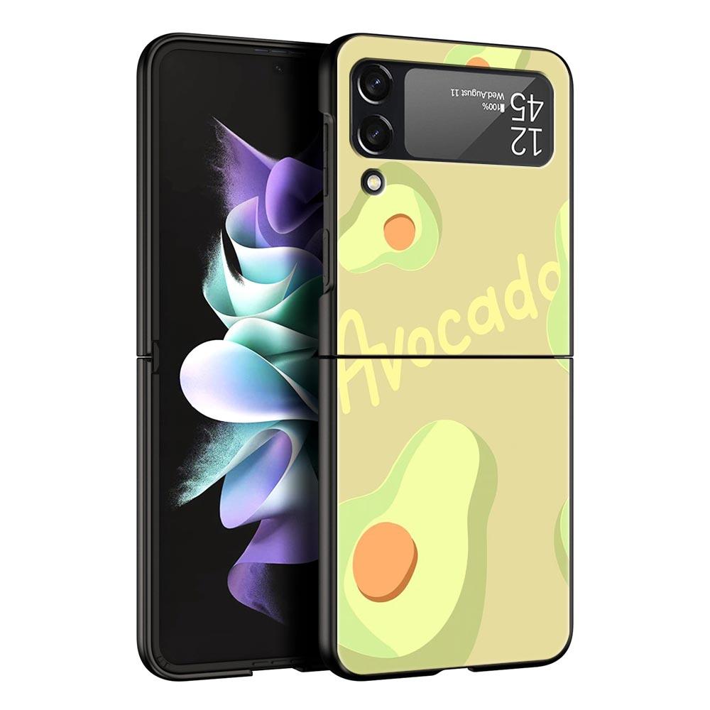 

Cute Avocado Hard PC Phone Case For Samsung Galaxy Z Flip 7 6 5 4 Black Cover For Galaxy Z Flip 3 Foldable Shell Fundas Capa Bag Z Flip 4