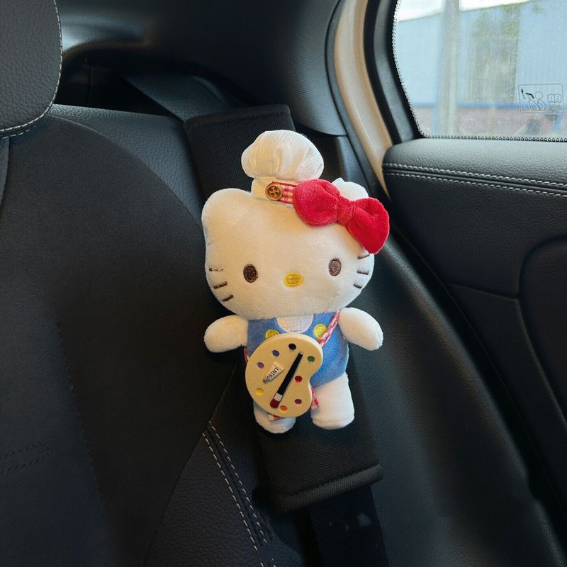 

Cute Kt Cat Car Seatbelt Shoulder Pad, Seatbelt Decoration, Anti-Wear Clothing Protector, Universal for All Seasons, Cartoon Design Painter Kt Cat Black Shoulder Pad (Single)