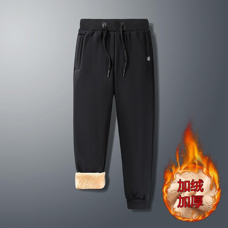 Mens Plus Size Thick Fleece Lined Jogger Pants Winter Warm Casual Sweatpants With Drawstring Waist
