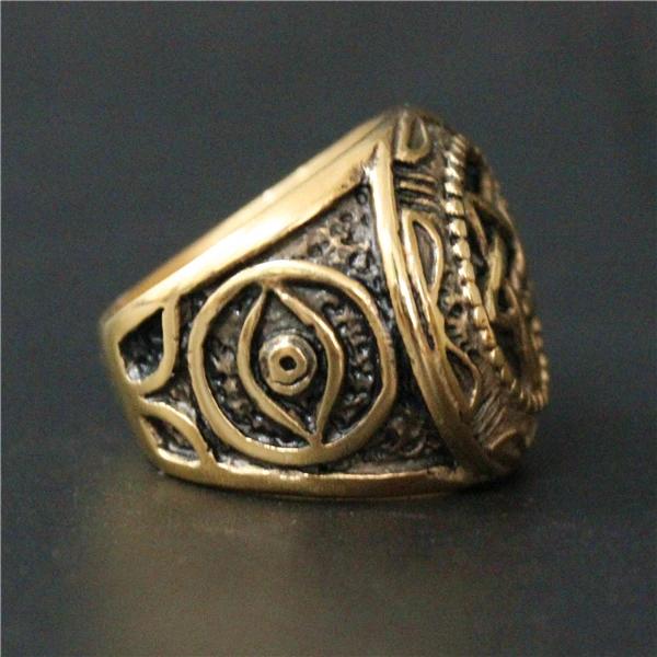 Ancient Ring Supernatural Pentacle Pentagram Five Point Star Amulet Talisman Stainless Steel Protect Health Jewelry Charming Accessories