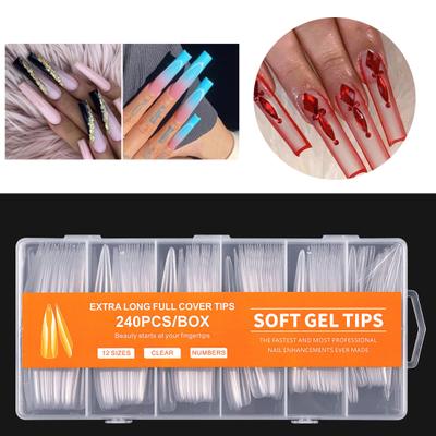 Yousheng 1 Schachtel Falsche Nägel Transparent Reichlich Menge Unschädlich Hohe Haltbarkeit Abnehmbar Nagelverlängerung Plastik Extra Lange Falsche Nägel Nagelkunstwerkzeuge