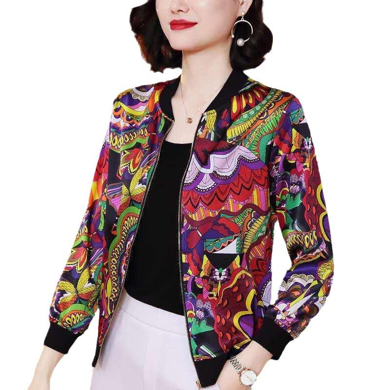 Women's Large Size Chiffon Printed Cardigan: Long-Sleeved Sun Protection Baseball-Style Jacket, Summer 2025 Edition.