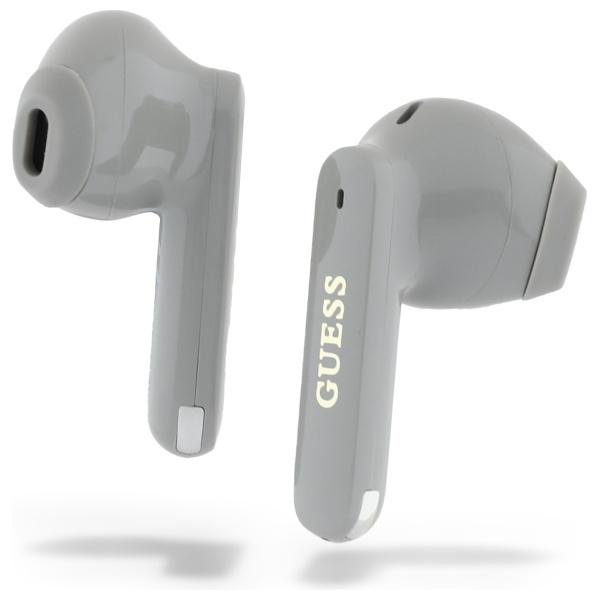 Guess Słuchawki Bluetooth Gutwsc2Mcdse   Tws + Stacja Dokująca Taupe Elongated Metalic Printed Logo