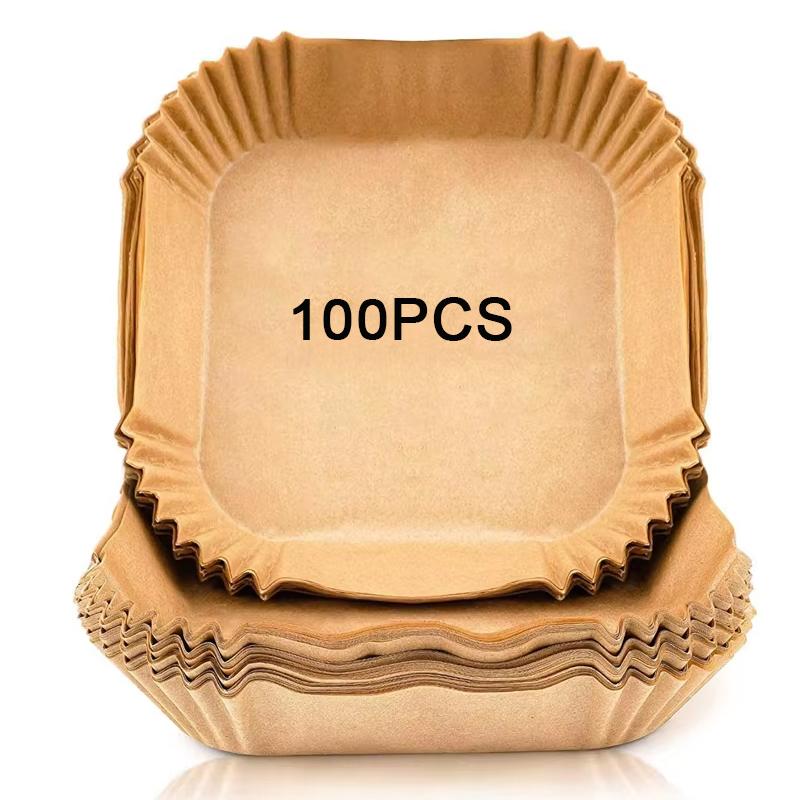 50Pcs Air Fryer Paper Round Special Paper Food Silicon Oil Paper Premium Disposable Air Fryer Liners Non-Stick Baking Paper