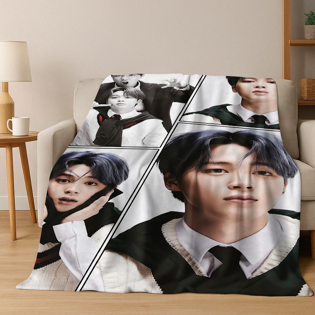 3D JIMIN Solo KPOP Singer Flannel Blanket,Warm and Cozy Soft Throw Blanket for Home Bedroom Bed Sofa Picnic Office Cover Gift