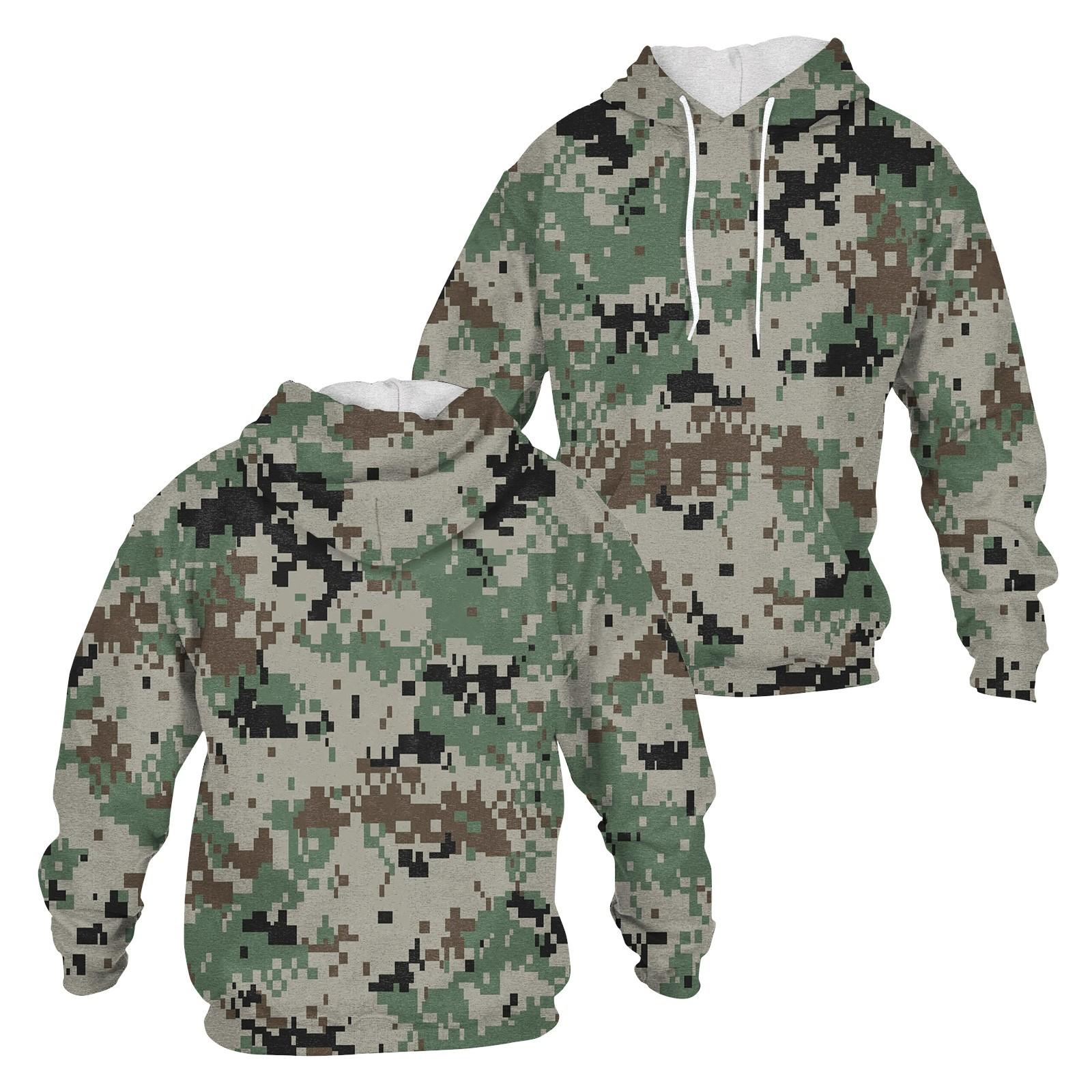 Men s Casual Fashion Long Sleeve Hooded With Pocket Flag Small Print Sweatshirt L зелёный
