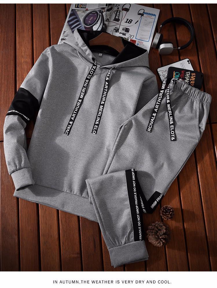 Herren Frühling & Herbst Lässige Koreanischer Stil Kapuzenpullover Sportanzüge