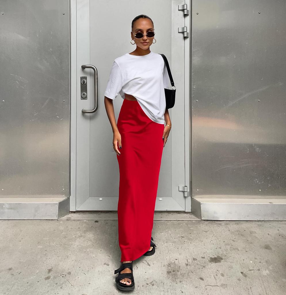 „2024 Frühling/Sommer Damen Casual Satin Seide Rock - Europäischer & Amerikanischer Stil“