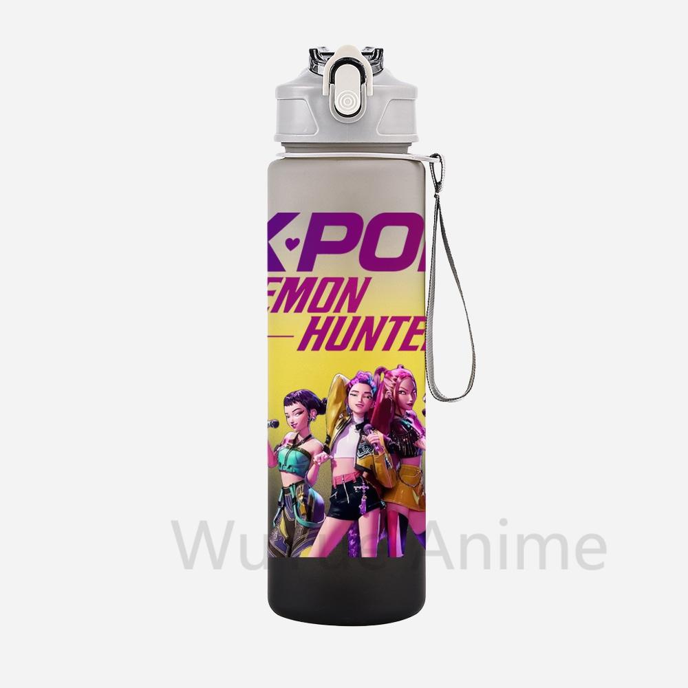 Anime K-Pop Demon Hunters Character Water Cup Large Capacity Outdoor Portable Rope Drinking Bottle Gift for Boys and Girls