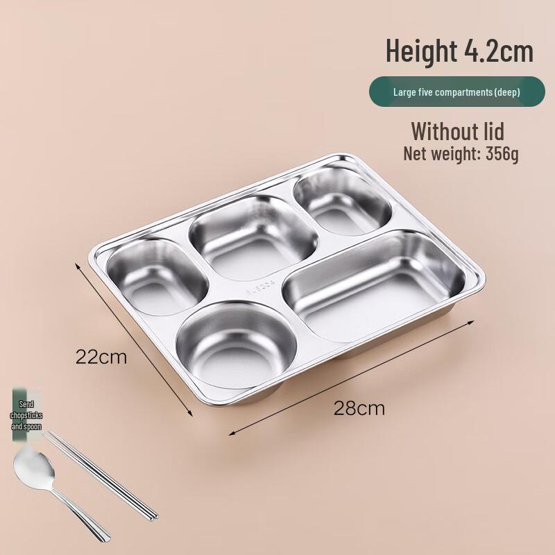 304 Stainless Steel Divided Canteen Tray